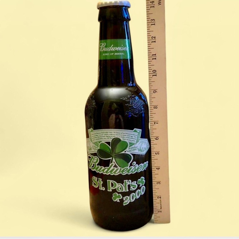 Budweiser St. Pat's 2000 Bottle with Green and White Label collectible